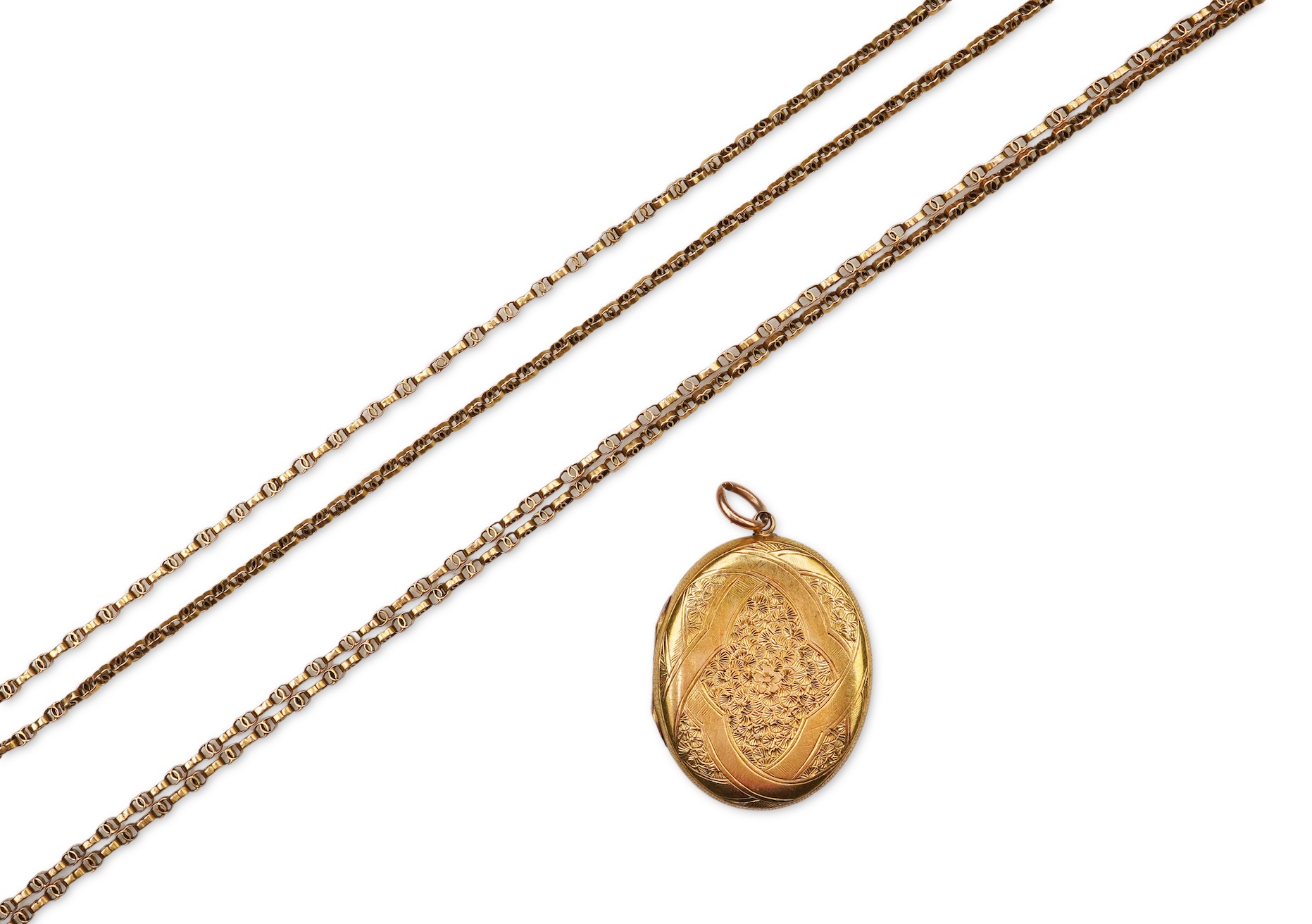 A Victorian gold locket and chain, late 19th century
